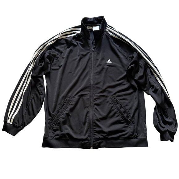 Adidas Three Striped Full Zip Track Jacket Men’s Size Large Black Activewear - Picture 1 of 7